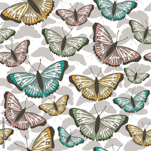 Vector seamless pattern with butterflies