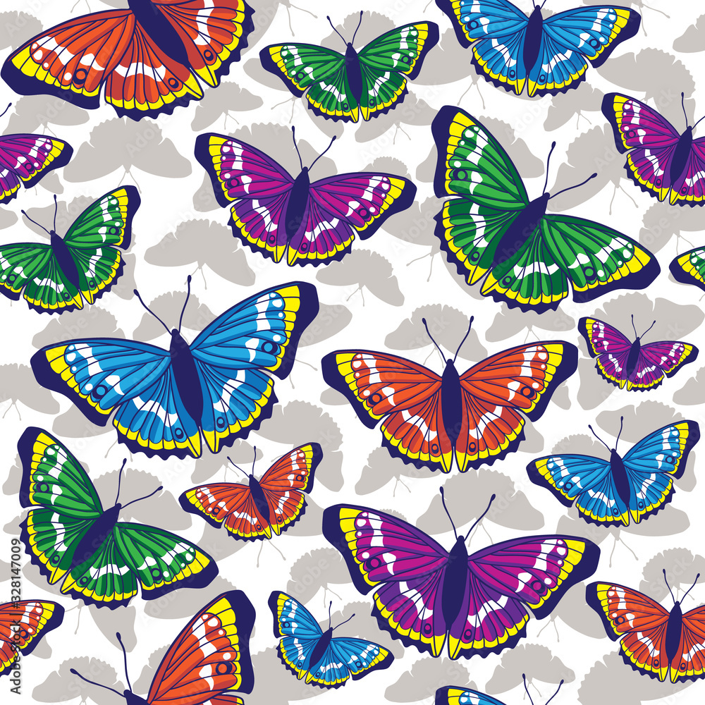 Fototapeta premium Vector seamless pattern with butterflies