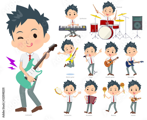 school boy White shirt necktie summer_pop music