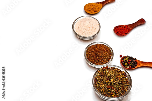 Various spices on a white background. Isolate