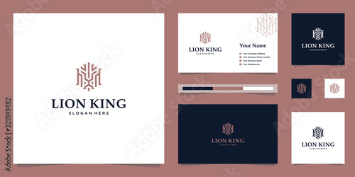 elegant king lion with stylish graphic design and name card inspiration luxury design logo photo