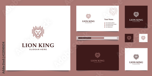elegant king lion with stylish graphic design and name card inspiration luxury design logo