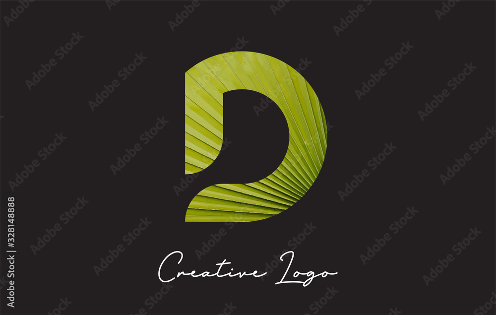 D Letter Logo with Palm Tree Leaf Pattern Design. D Letter Logo with Palm Tree Leaf Pattern Design.