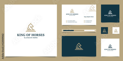 elegant king horse with stylish graphic design and name card inspiration luxury design logo