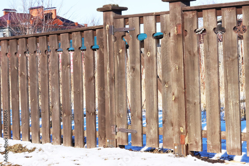 old wooden fence. vintage lattice fence