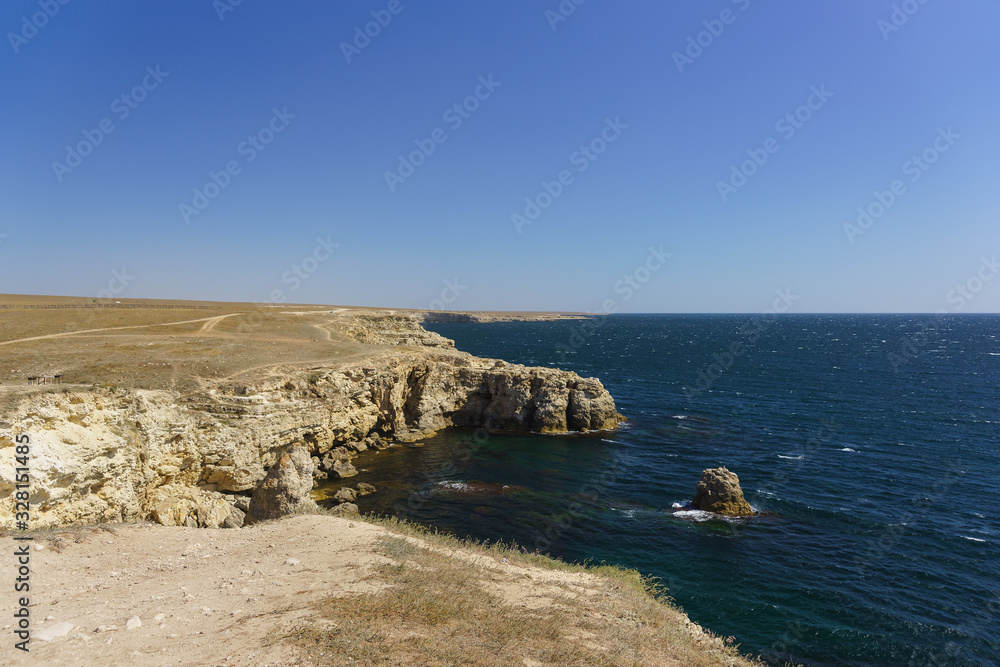 Steep cliffs and laconic nature of the Cape Big Atlesh. Crimea