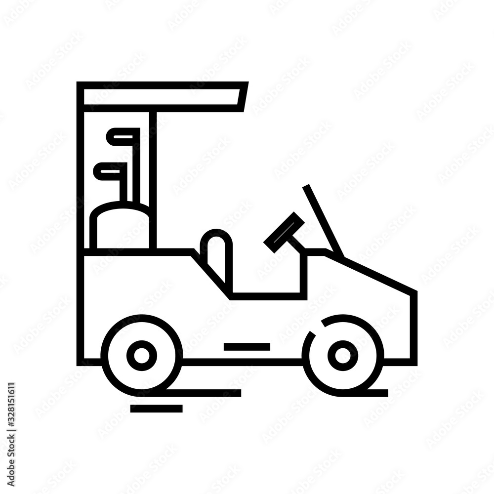 Walking car line icon, concept sign, outline vector illustration, linear symbol.