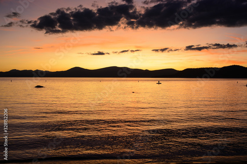 Incline Village  Nevada  USA - 8 22 2019  Beautiful sunset in Sand Harbor on Tahoe Lake