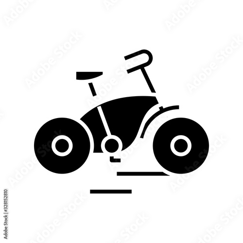 Old bycicle black icon, concept illustration, vector flat symbol, glyph sign.