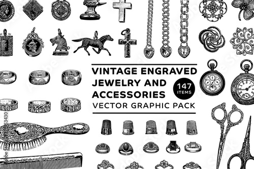 Vintage Engraved Jewelry and Accessories, Genuine Early 1900's Catalog Items