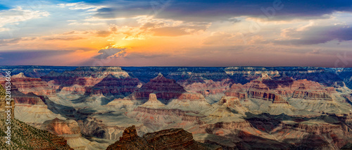 view to grand canyon in sunset