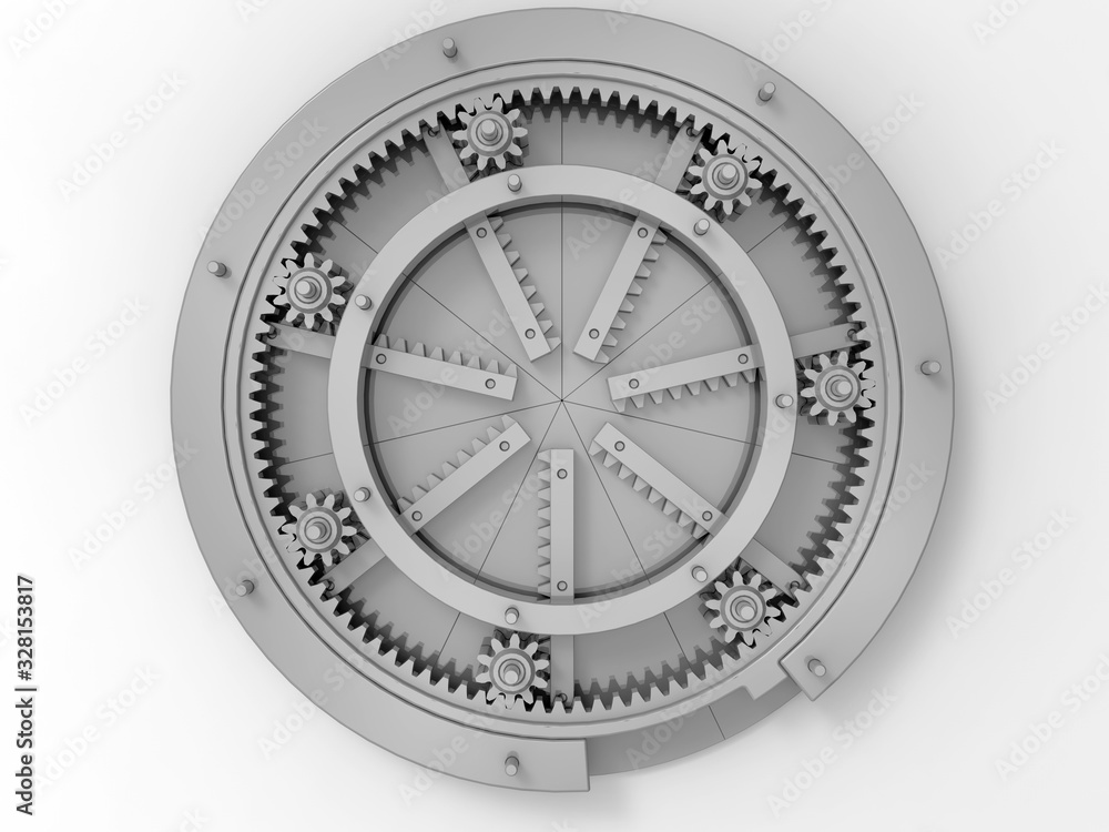 3D rendering - industrial circular gear arrangement 3D rendering - industrial circular gear arrangement