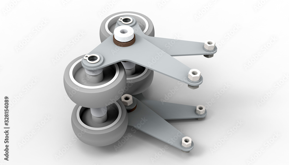 3D rendering - industrial caster wheels 3D rendering - industrial caster wheels