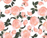 Shabby chic rose pattern. Scrap booking floral seamless orange flowers on white background. Graphic vintage print. Small floral pattern for fabric.