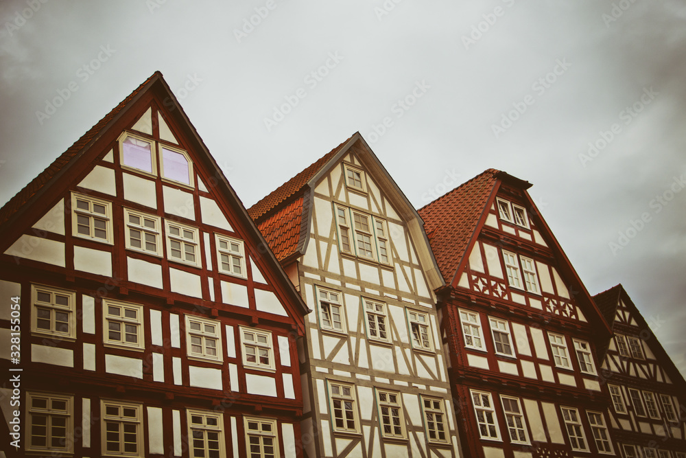 Cute historical half-timbered German houses