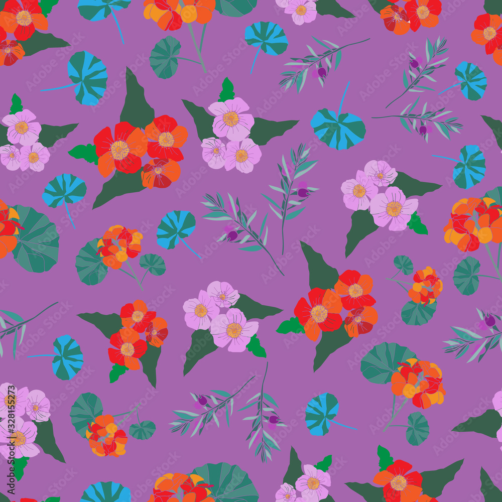 Colourful Collection-Flowers in Bloom seamless repeat pattern. Fresh colourful flowers pattern background in red,yellow,,orange,green,blue. and purple. Perfect for fabric, scrapbook,wallpaper Colourful Collection-Flowers in Bloom seamless repeat pattern. Fresh colourful flowers pattern background in red,yellow,,orange,green,blue. and purple. Perfect for fabric, scrapbook,wallpaper