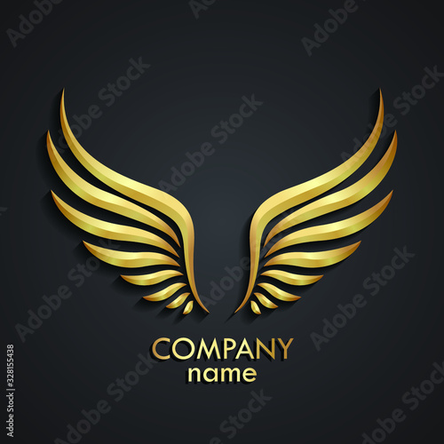 3d golden elegant shape shiny metal logo design