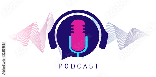 Podcast concept illustration. Music, webinar, online training concept vector illustration