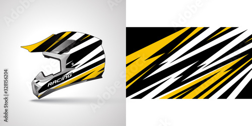Racing helmet wrap decal and vinyl sticker design illustration.