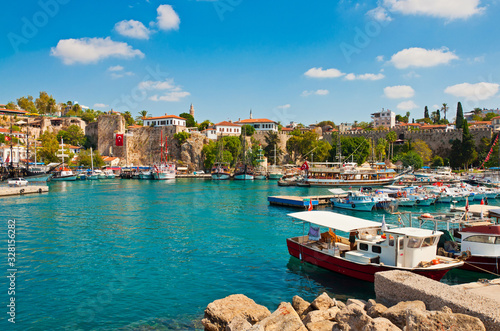 Ships in the old harbour in Kaleici, Antalya photo