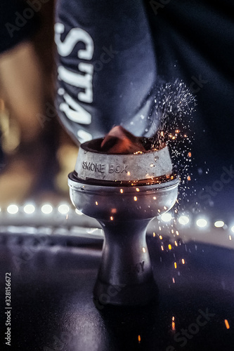 Canvas Print hookah bowl with calaud and coals