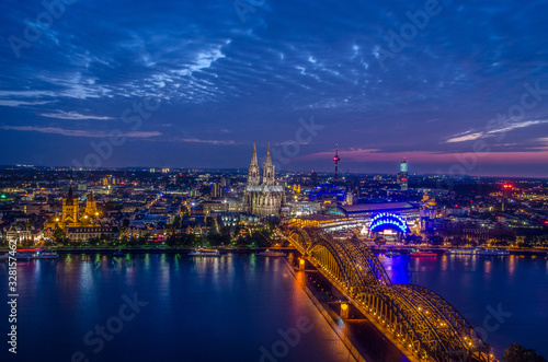 Beautiful Cologne Cathedral seen from Koln Tower, Cologne Germany