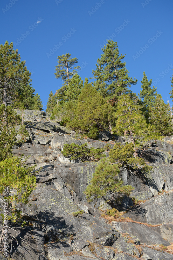 SOUTH LAKE TAHOE, CALIFORNIA, USA - AUGUST 21, 2019: Emerald Bay on Tahoe Lake in the morning SOUTH LAKE TAHOE, CALIFORNIA, USA - AUGUST 21, 2019: Emerald Bay on Tahoe Lake in the morning