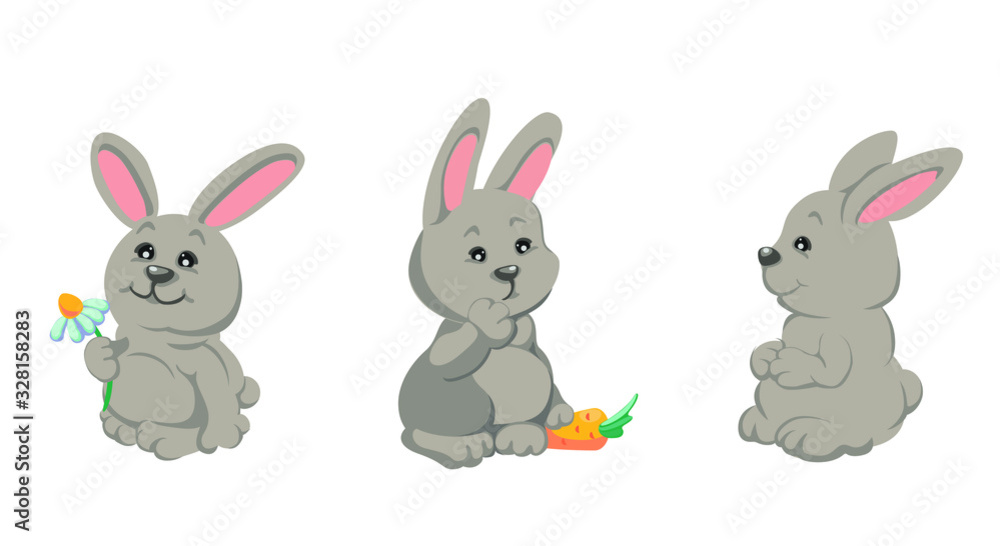 Child illustration with a cute rabbit. Vector cartoon character a hare. Easter bunny. Child illustration with a cute rabbit. Vector cartoon character a hare. Easter bunny.