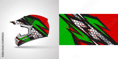 Racing helmet wrap decal and vinyl sticker design illustration.