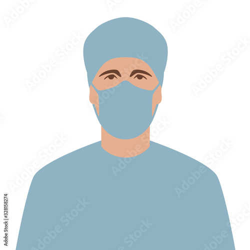 doctor in protective mask, vector illustration,flat style,