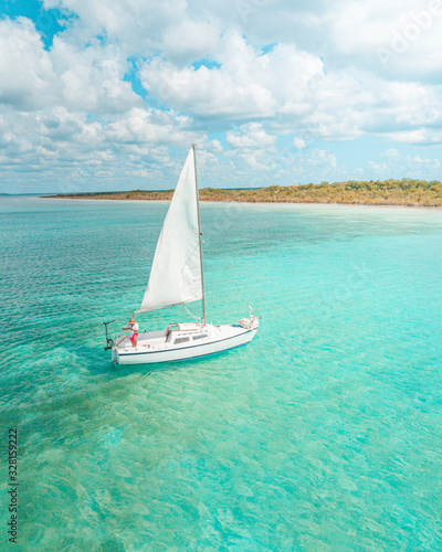 Sailboat in Bacalar Lagoon  near Cancun in Riviera Maya  Mexico 