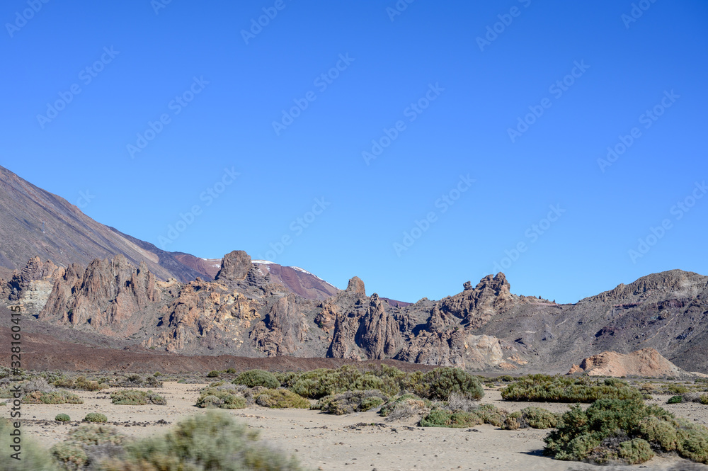 View on top of volcano Mount Teide on Tenerife island, Canary, Spain