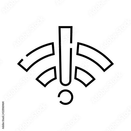 Wi fi not working line icon, concept sign, outline vector illustration, linear symbol.