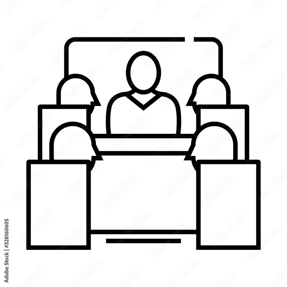 Valuable meeting line icon, concept sign, outline vector illustration, linear symbol. Valuable meeting line icon, concept sign, outline vector illustration, linear symbol.