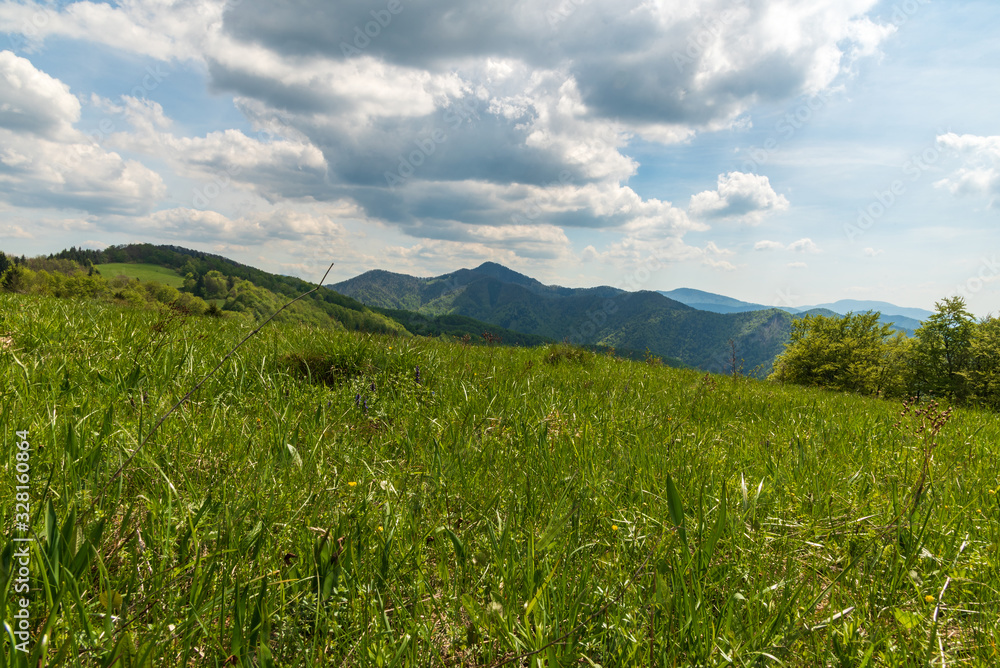 Springtime Valka Fatra mountains from Magura hill in scenery Springtime Valka Fatra mountains from Magura hill in scenery