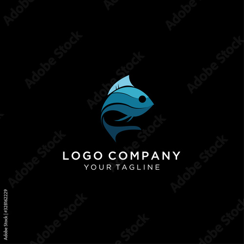 Fish Logo abstract design vector template. Seafood shop store restaurant Logotype concept icon.