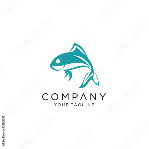 Fish Logo abstract design vector template. Seafood shop store restaurant Logotype concept icon.