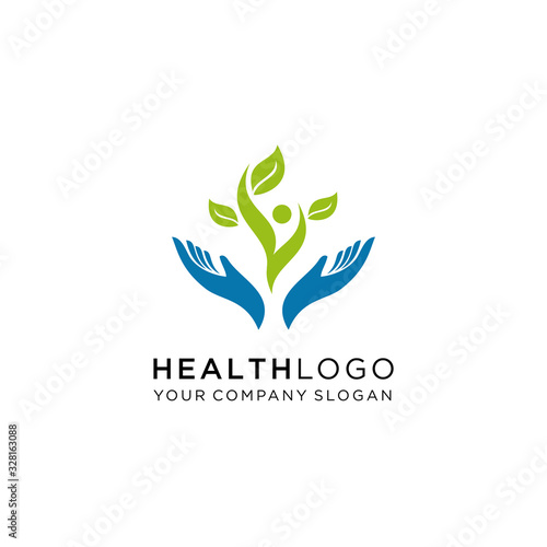 Free Download Healthy life vector logo template, Healthy - vector logo template illustration. Man figure on leaves. Ecological and biological product concept sign. Ecology symbol. Human character icon - GFXLoad