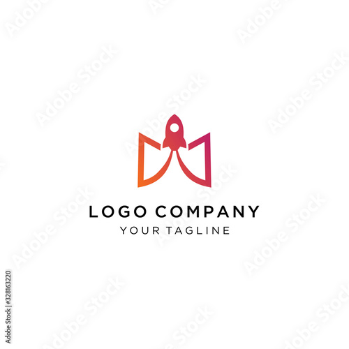 Letter M Rocket Logo Design, rocket logo vector design sign template, Idea logo design inspiration