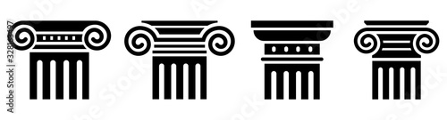 Column icon set. Greek column. Vector