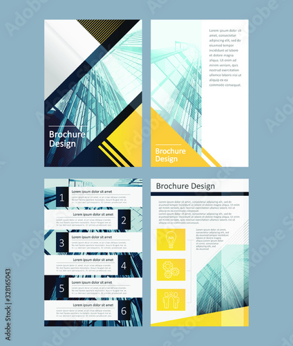 business brochure template geometric pattern set of four papers