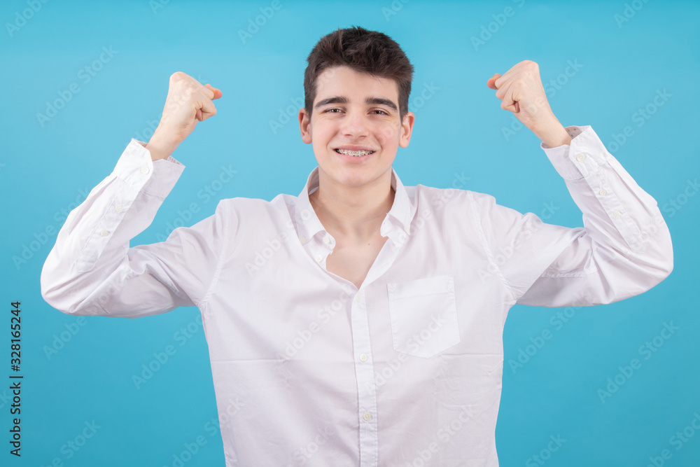 portrait of teenager or male student isolated on color background portrait of teenager or male student isolated on color background