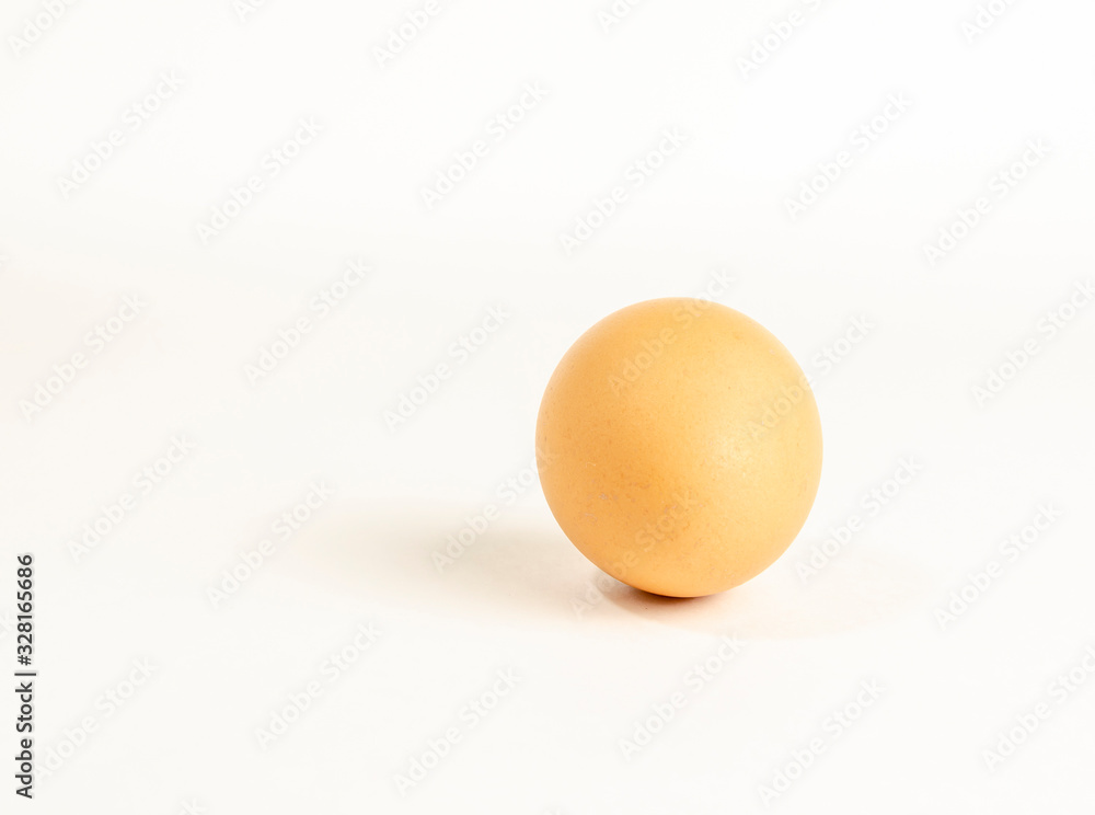 one fresh brown chicken egg on a white background one fresh brown chicken egg on a white background