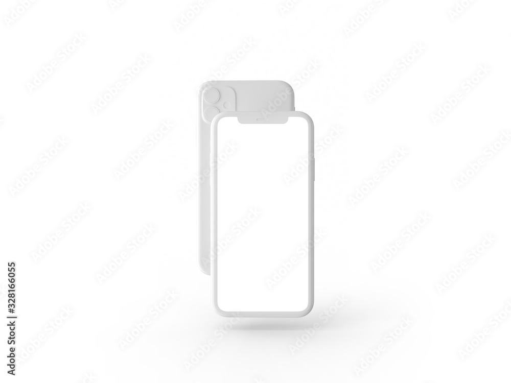 Smartphones in perspective - mockup front side with white screen Smartphones in perspective - mockup front side with white screen