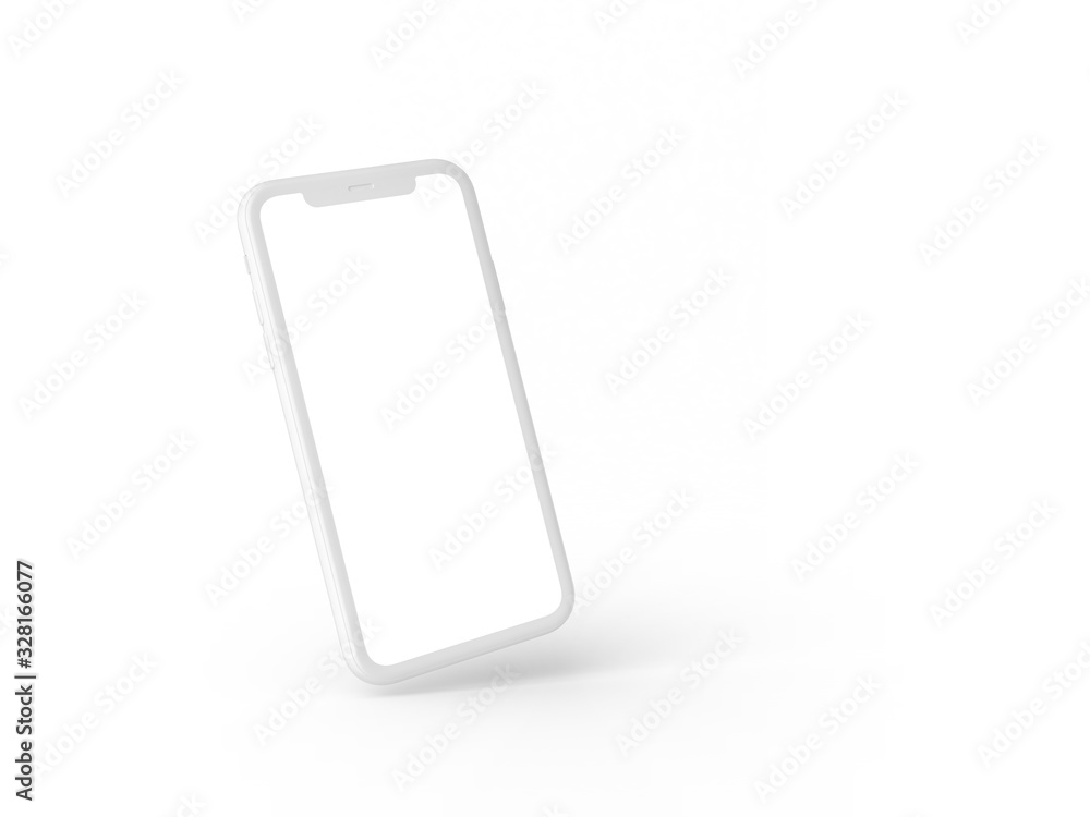 Smartphone in perspective - mockup front side with white screen