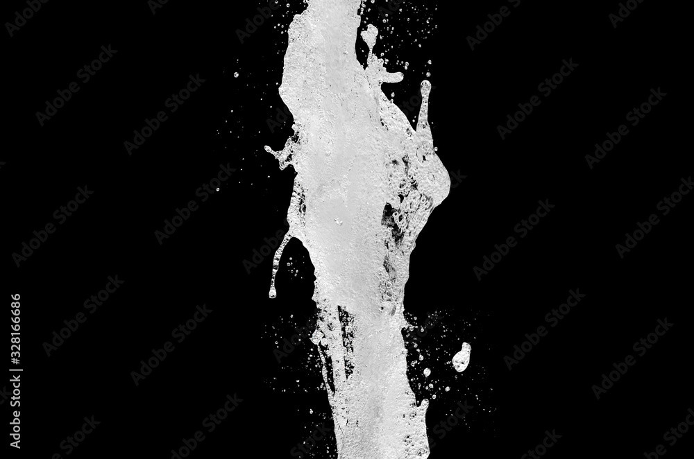 water splash, waterfall isolated on the black background