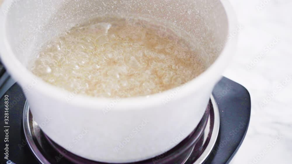 Step by step. Preparing homemade caramel in the cooking pot. Step by step. Preparing homemade caramel in the cooking pot.