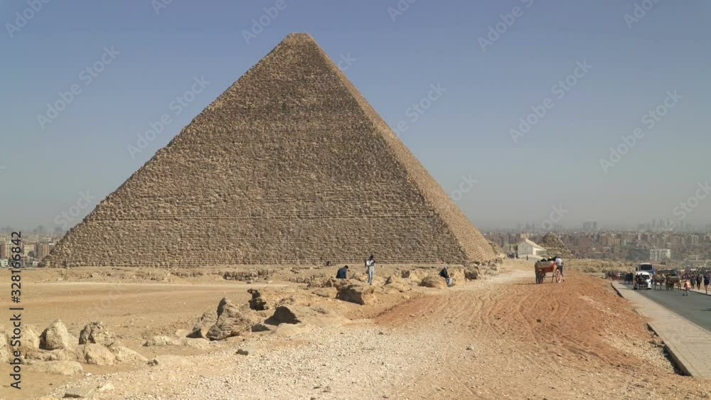 The Great Pyramid of Giza situated on the Giza Plateau in greater Cairo, Egypt
