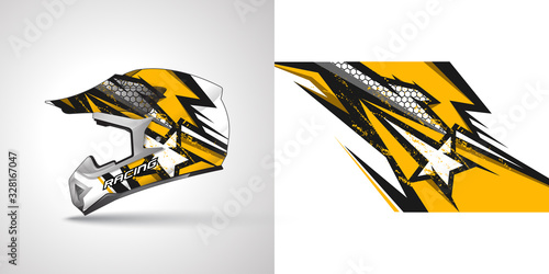 Racing helmet wrap decal and vinyl sticker design illustration.