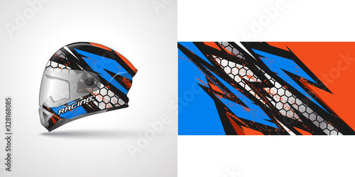 Racing helmet wrap decal and vinyl sticker design illustration.